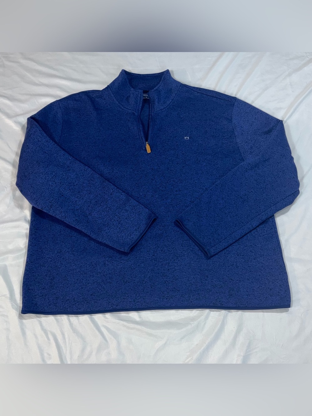 Crown & Ivy Men's 2X Blue Heathered Quarter Zip Sweater Fleece Pullover B36